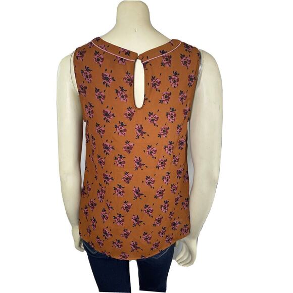 Modcloth Medium Rust Envisioned Aesthetic Sleeveless Top Floral - Picture 5 of 6